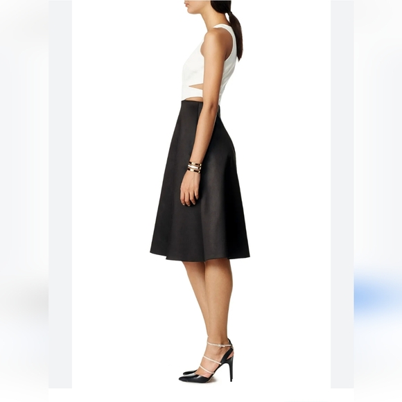 Cynthia Rowley Juxtaposed Satin Dress Size 0 Black & White - Picture 3 of 11